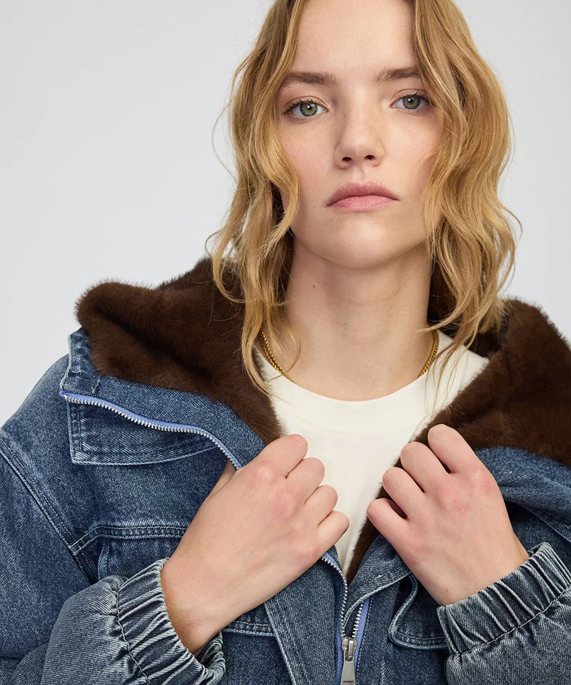 ابيكول Mixed Media Denim Coat